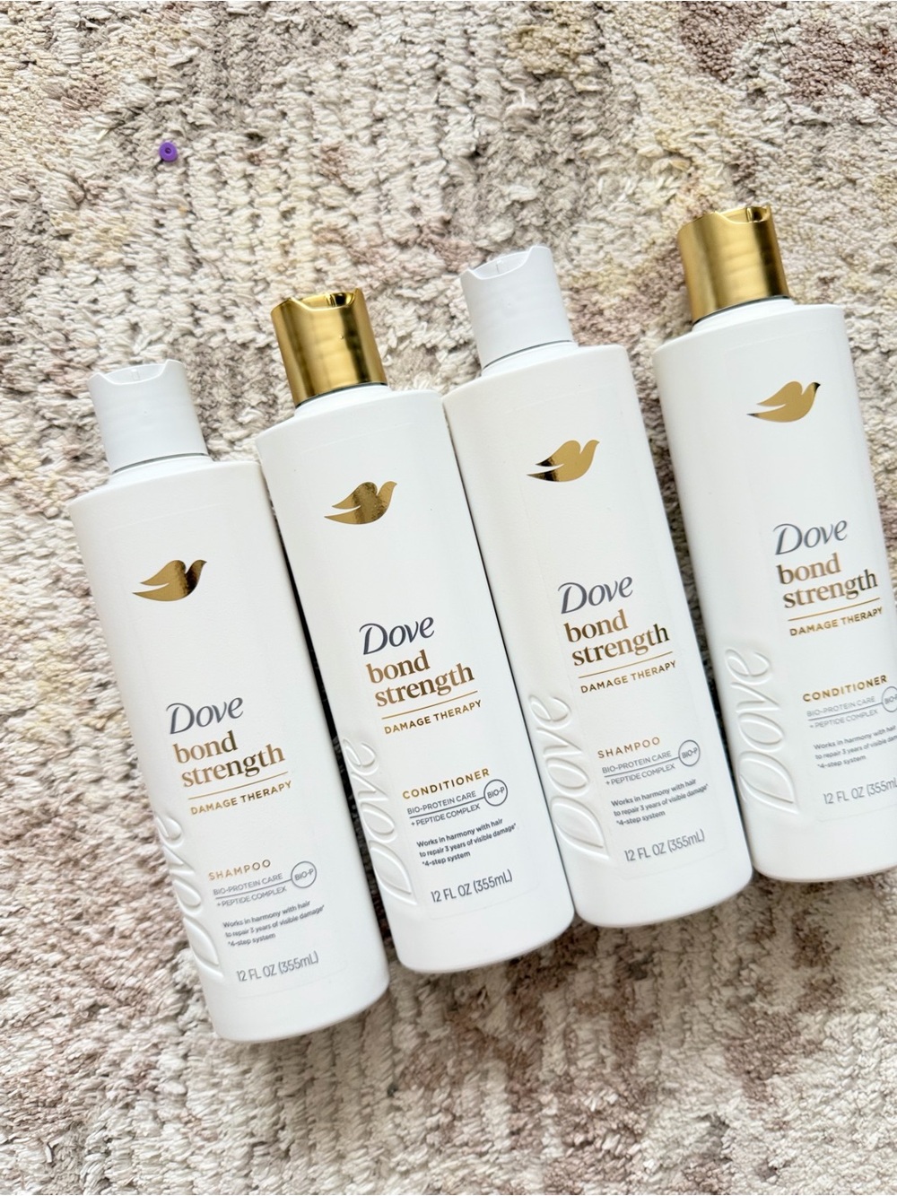 Dove Bond Strength Shampoo & Conditioner Set in White with Gold Accents